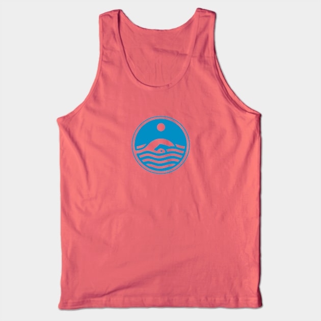 Outdoor freestyle swimming, stylized for nature & sports in blue Tank Top by croquis design